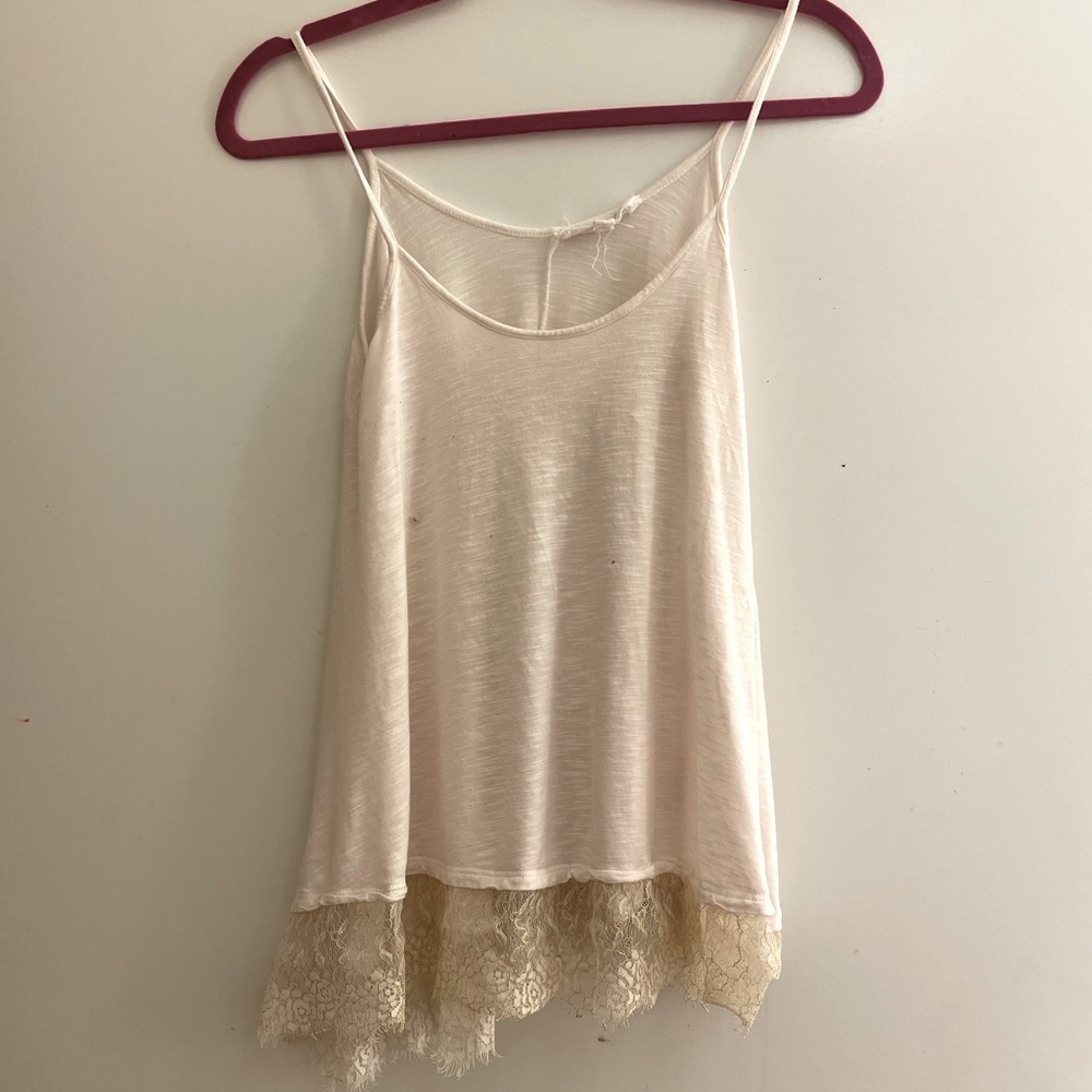 Cloud Chaser layering tank top lace hem L